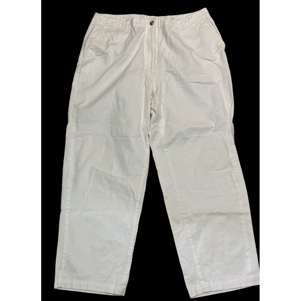 LL Bean Original Fit 16 Reg Capri Pants Women White High Rise Straight Leg Crop